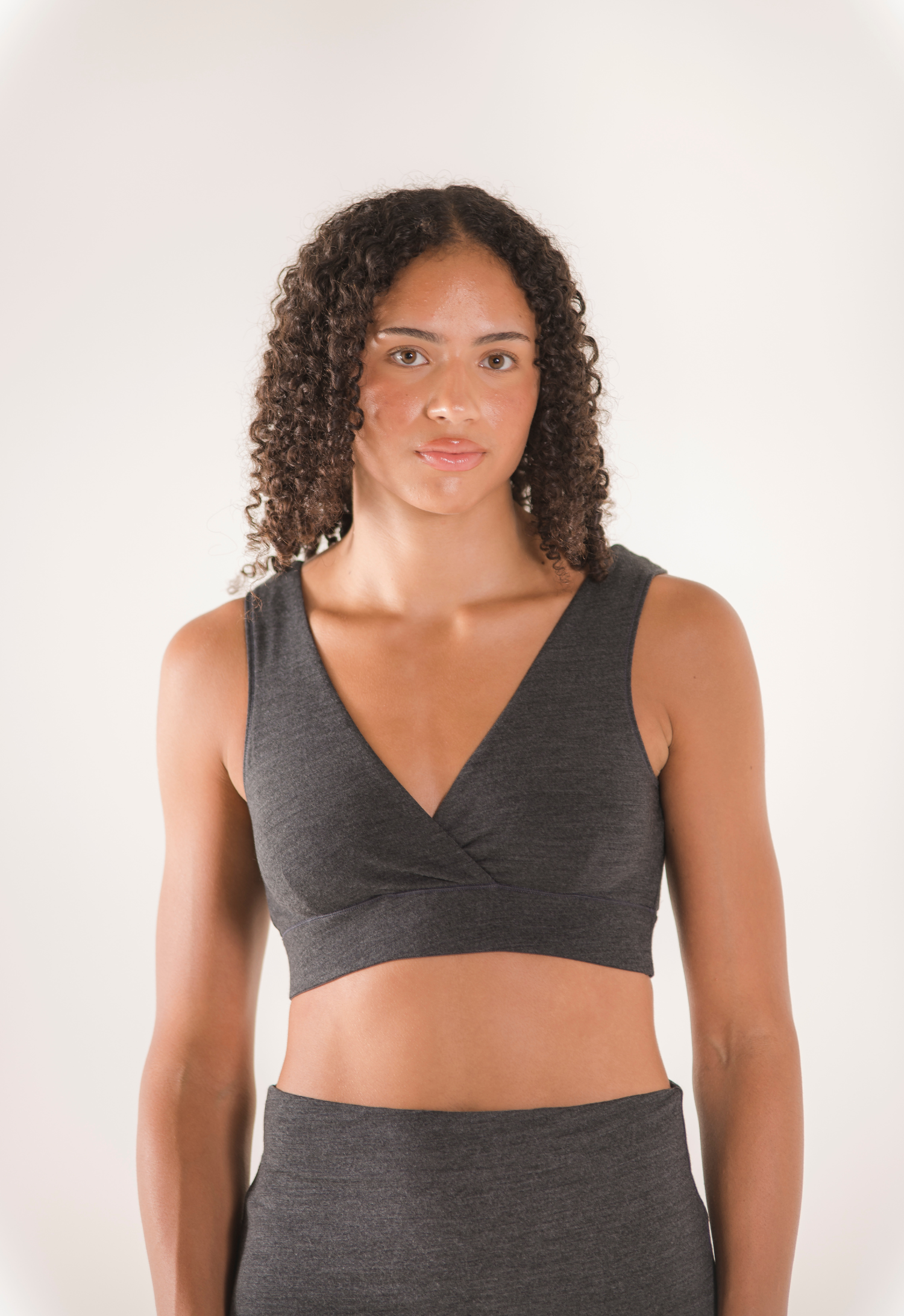 Merino wool nursing bra - Dark Grey Melange