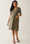 A shaped nursing dress short sleeve - Khaki Green