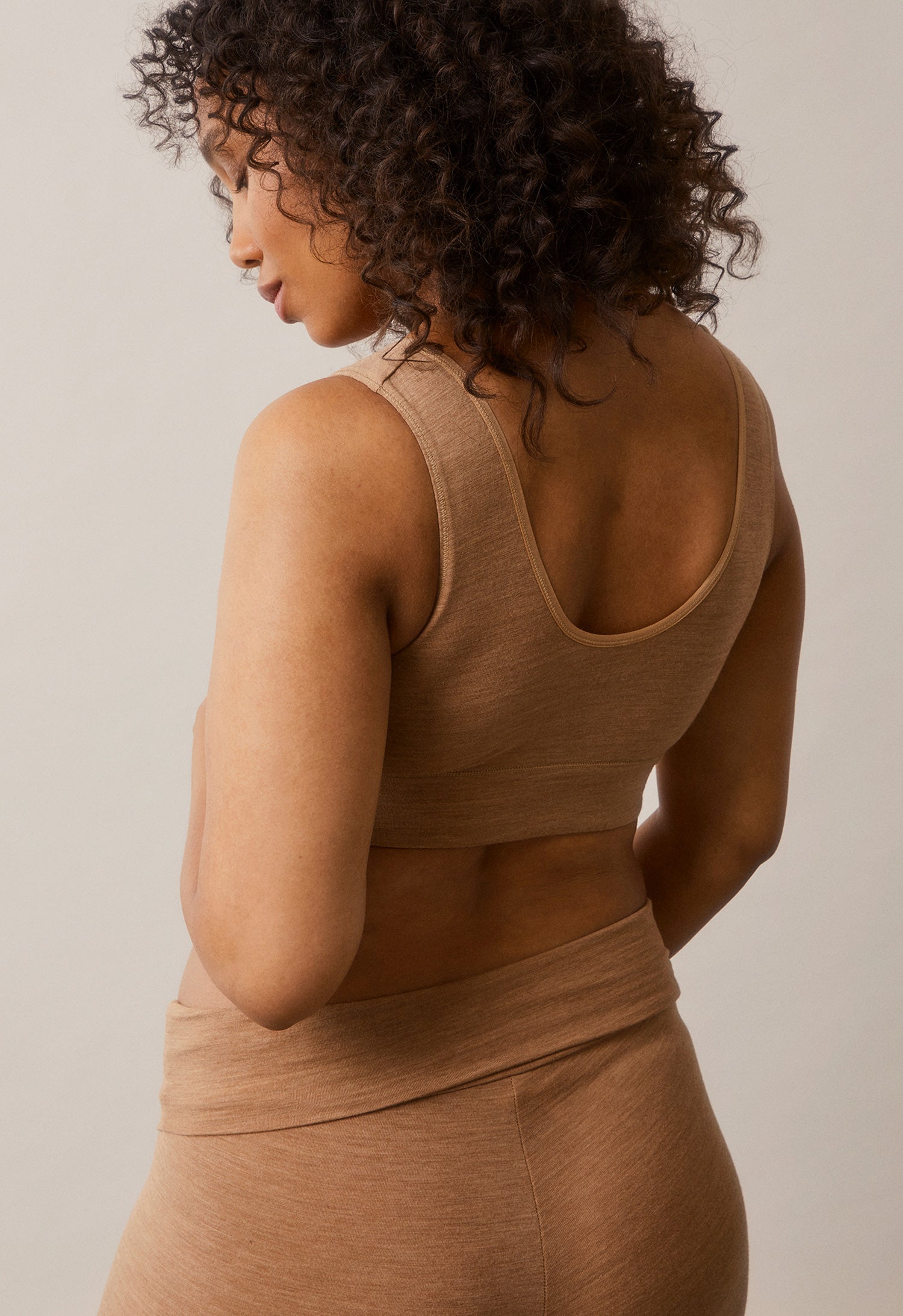 Merino wool nursing bra - Brown Melange
