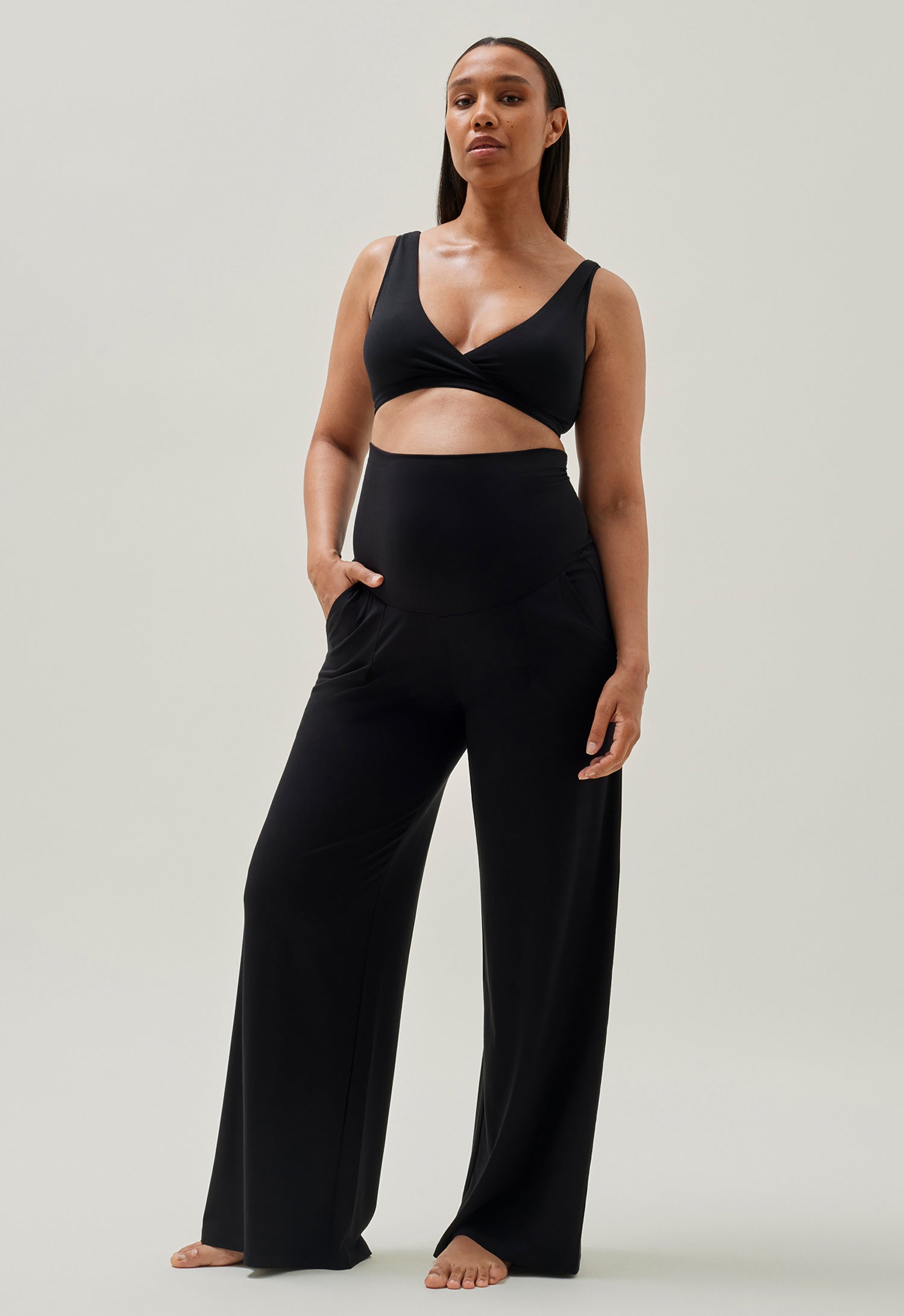Maternity wide leg cropped pants outlet