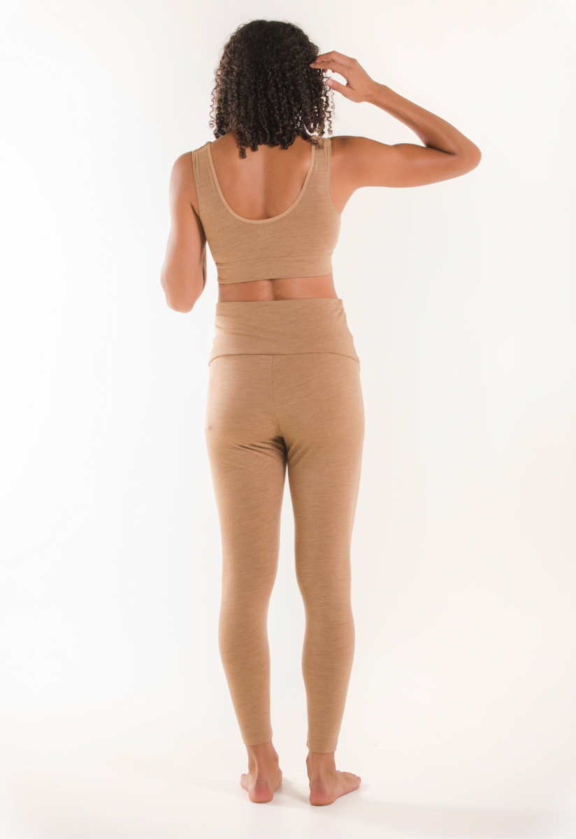 Maternity wool leggings - Brown Melange