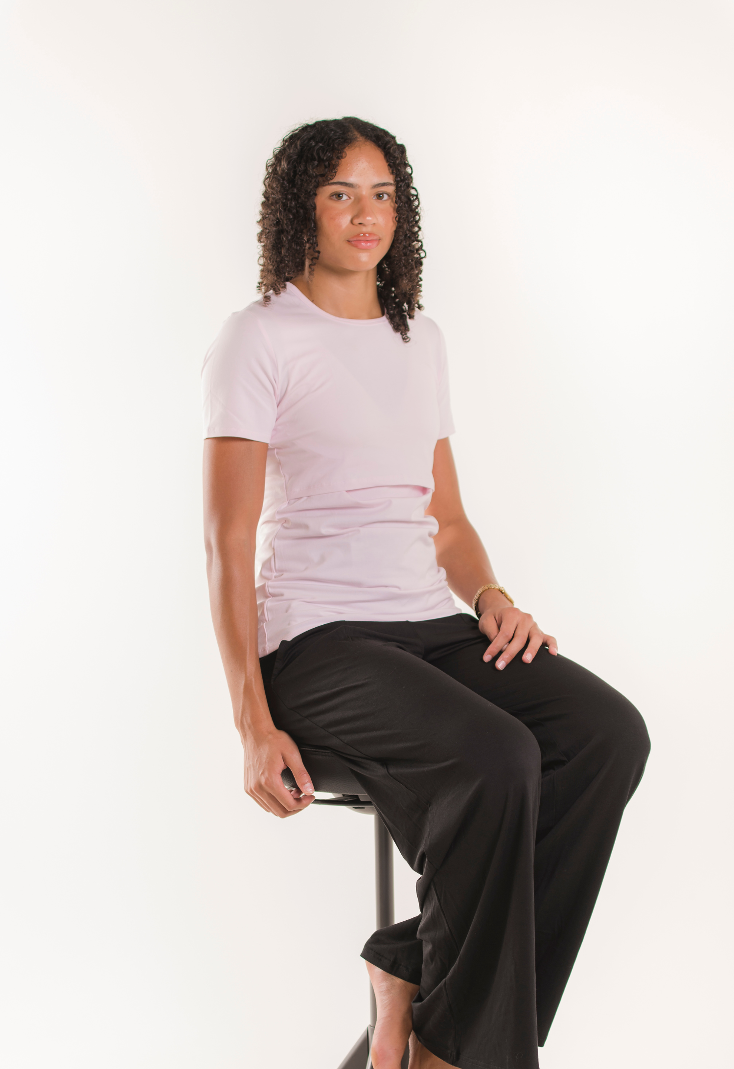 Essential nursing top short sleeve - Pastel Pink