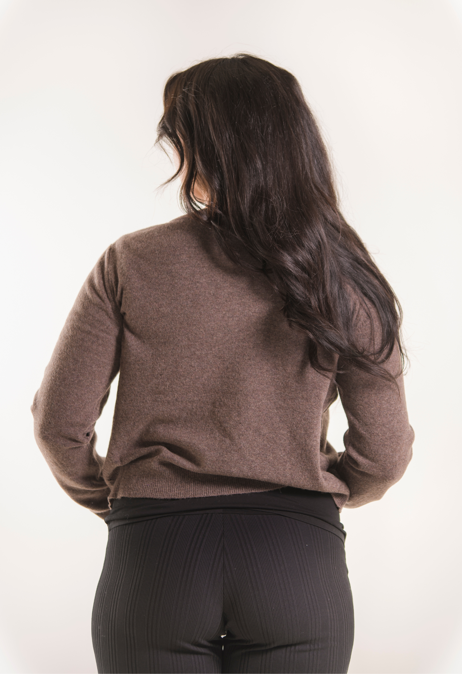 Knitted nursing sweater - Brown Grey Melange