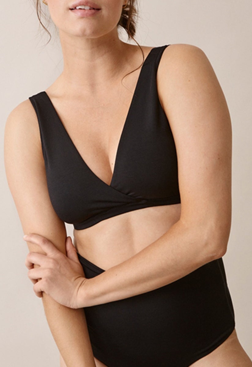 2-pack soft nursing bras - Black & Tofu