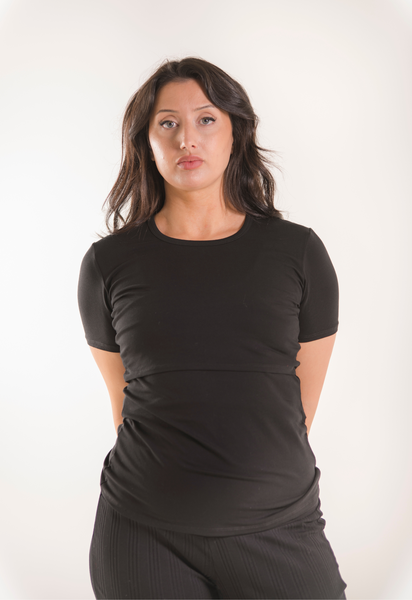 Essential nursing top short sleeve - Black