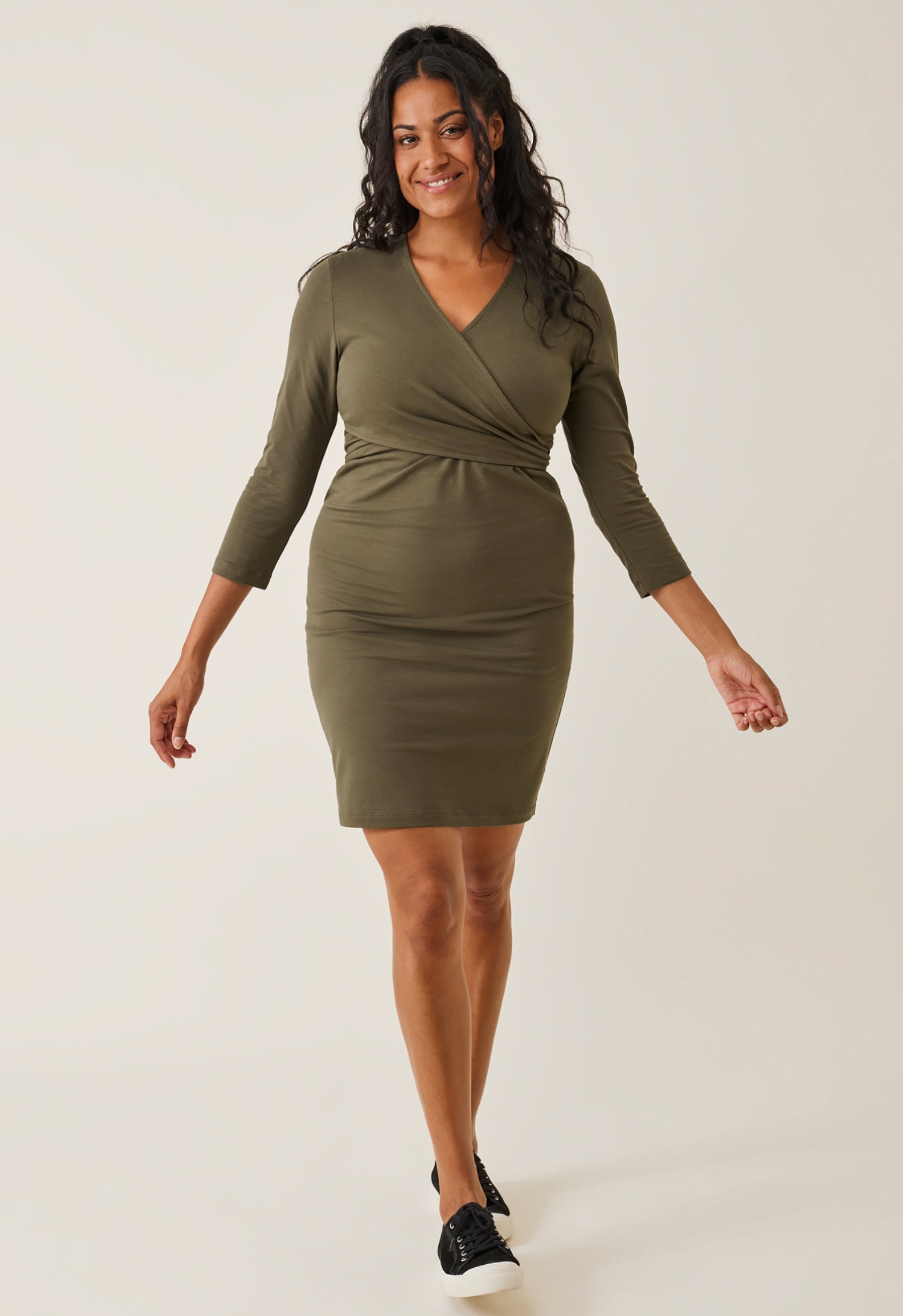 Maternity Wrap Dress - Green Olive - M