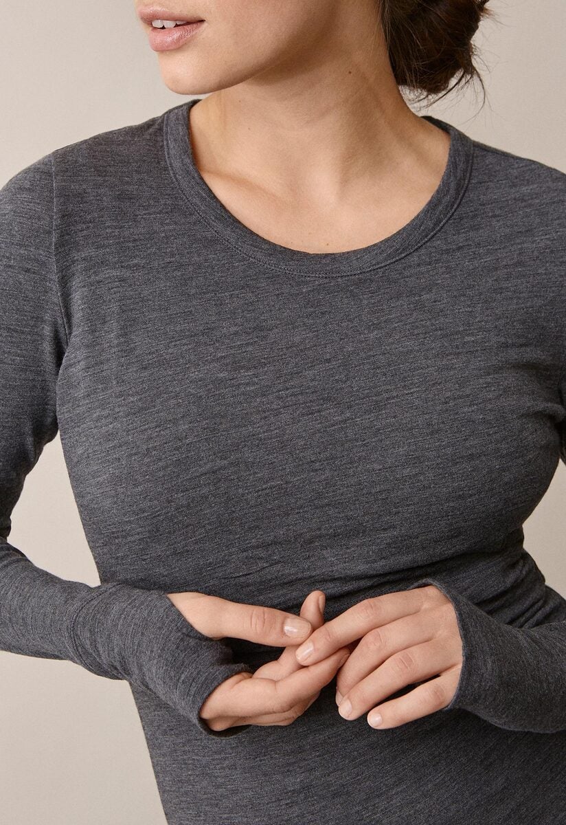 Merino wool nursing top - Dark Grey Melange