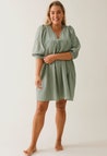 Boho maternity mini dress - Green Tea