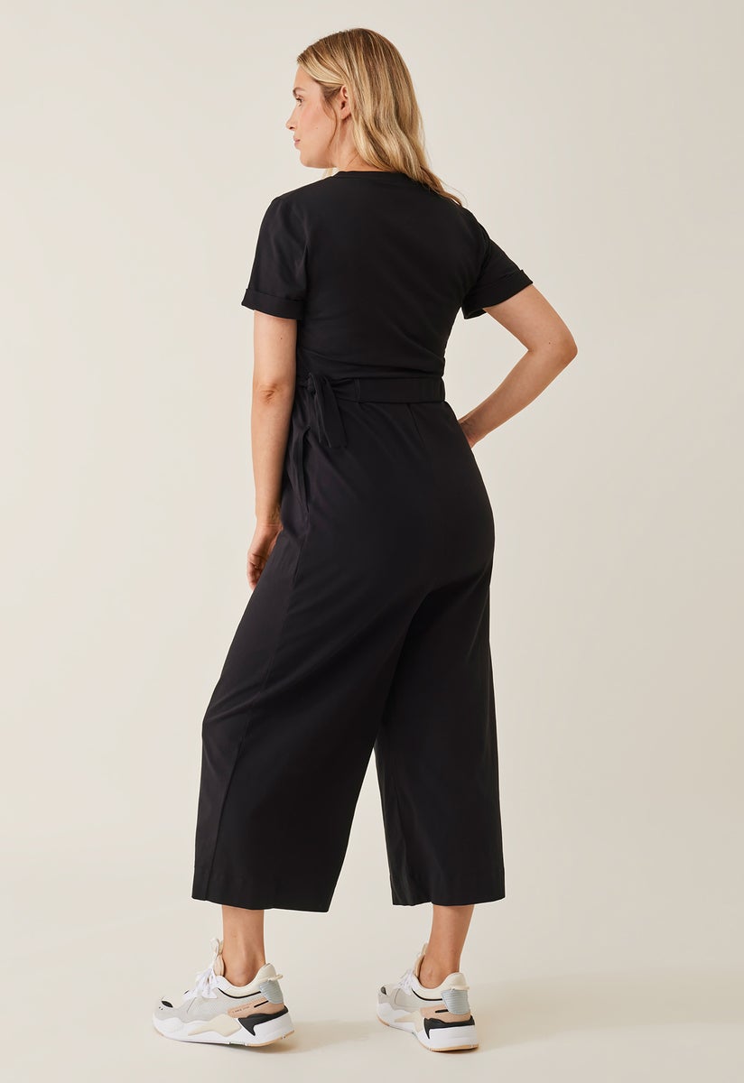 Maternity jumpsuit with nursing access - Black