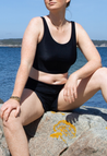 Ribbed Swim Top - Crop Top - Black