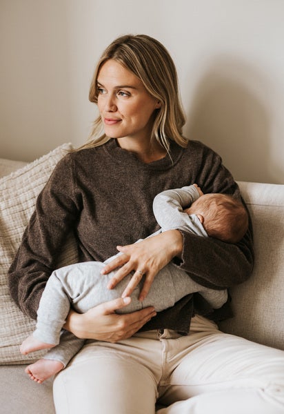 Knitted nursing sweater - Brown Grey Melange