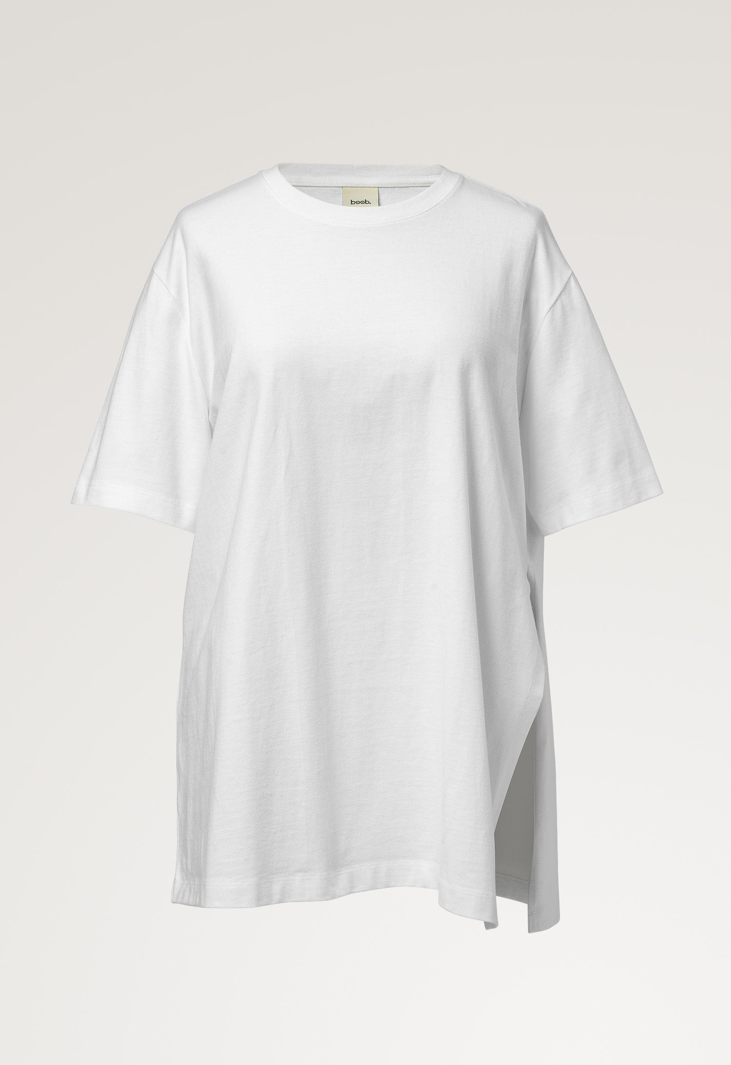 Oversized maternity t-shirt with slit - White