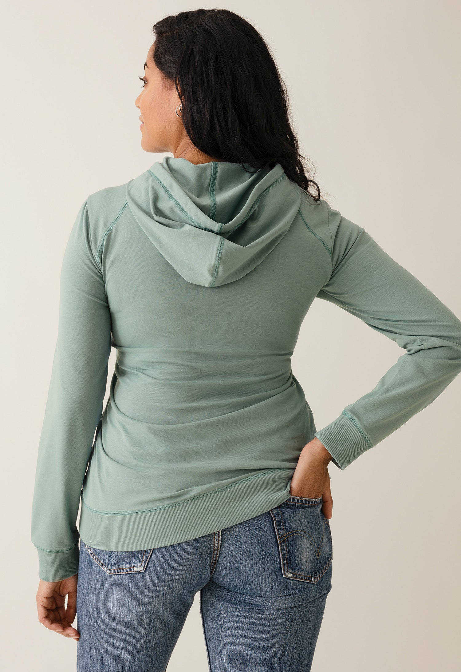 Fleece lined maternity hoodie with nursing access - Mint