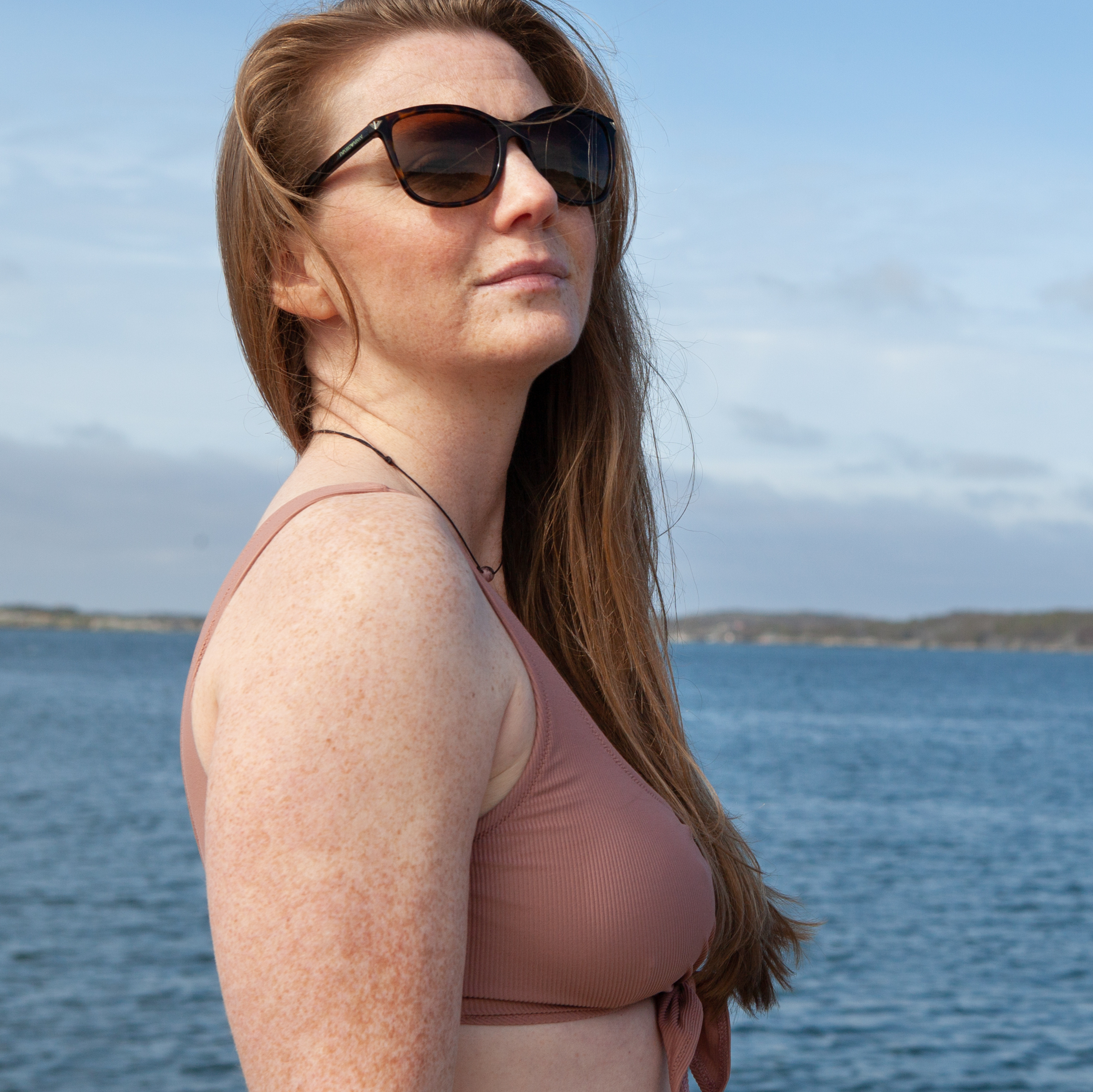 Ribbed Swim Top - Rose Brown