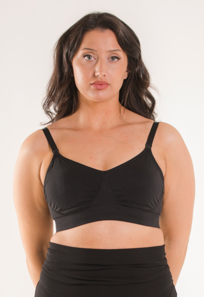 Seamless nursing bra with pads - Black - M