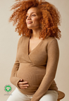 Merino Wool Nursing Top Long Sleeve - Brown Melange