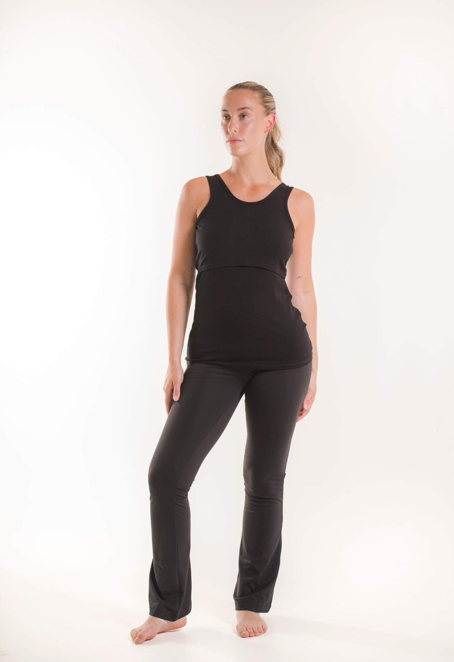 Ribbed nursing tank top - Black