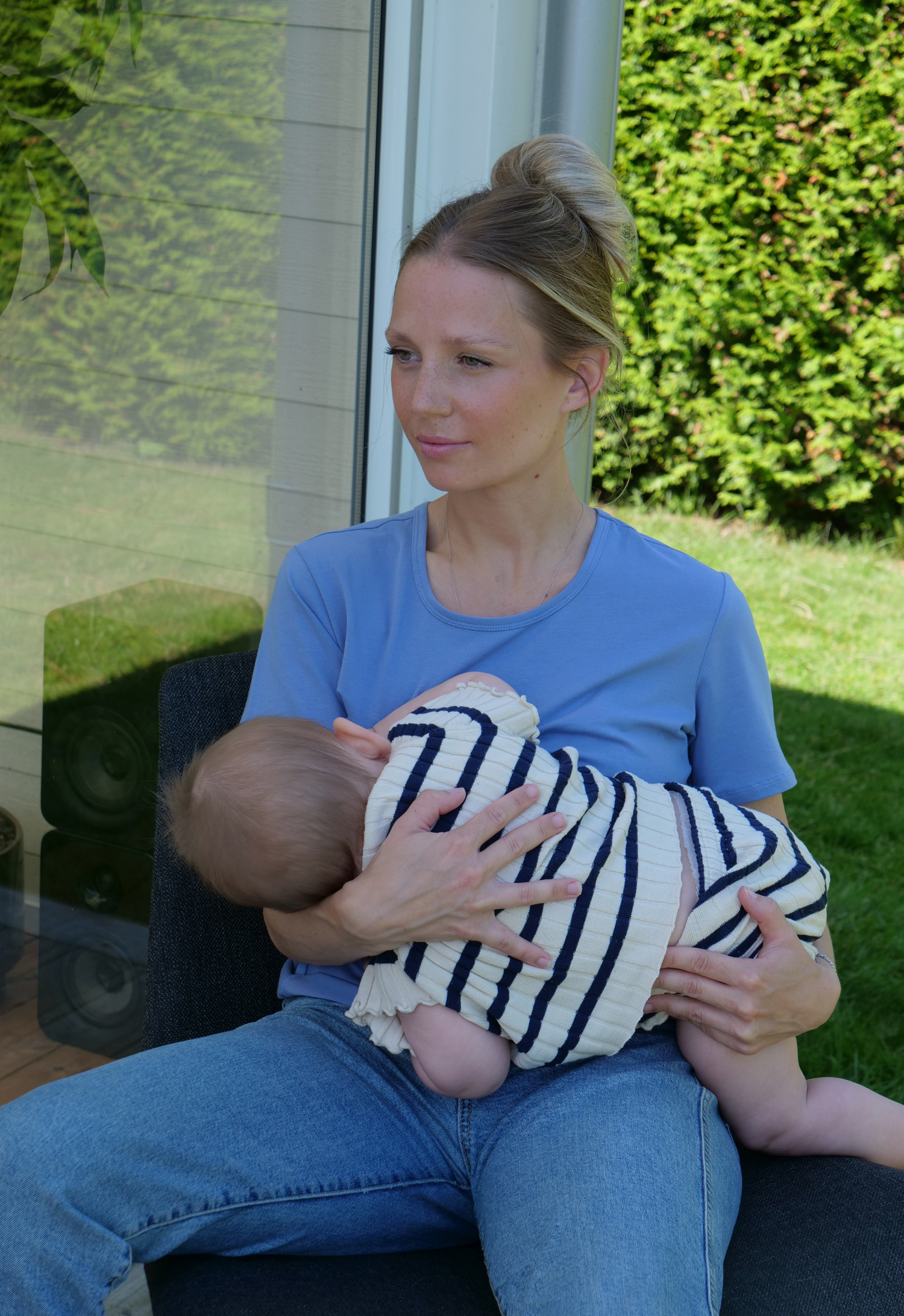 Essential nursing top short sleeve - Pale Blue