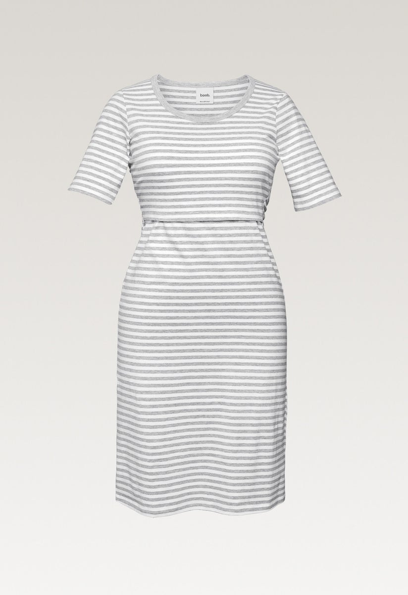 Night Dress - White/Grey melange