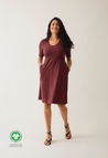 A shaped nursing dress short sleeve - Dark Red