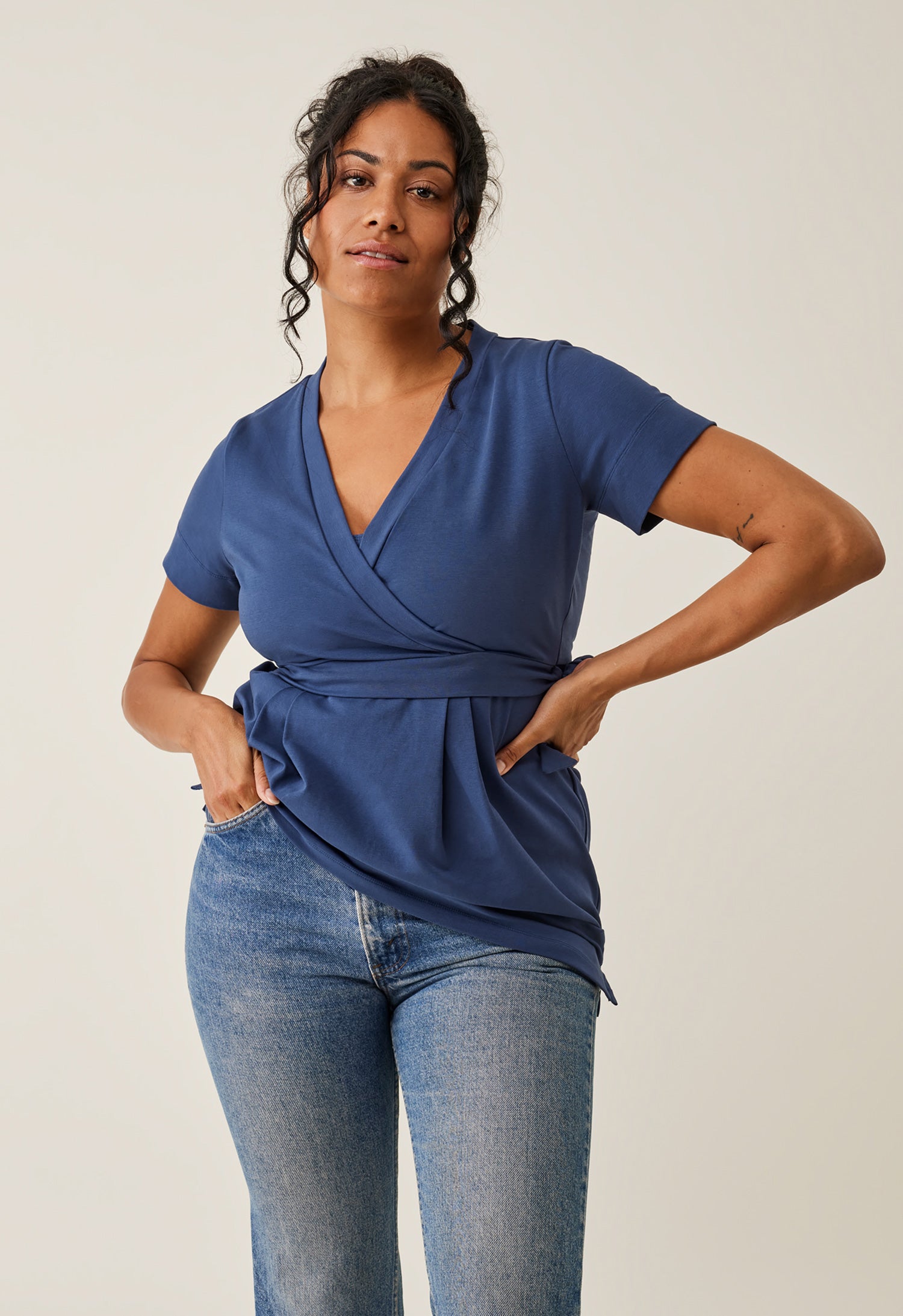 Nursing wrap top - Indigo Blue