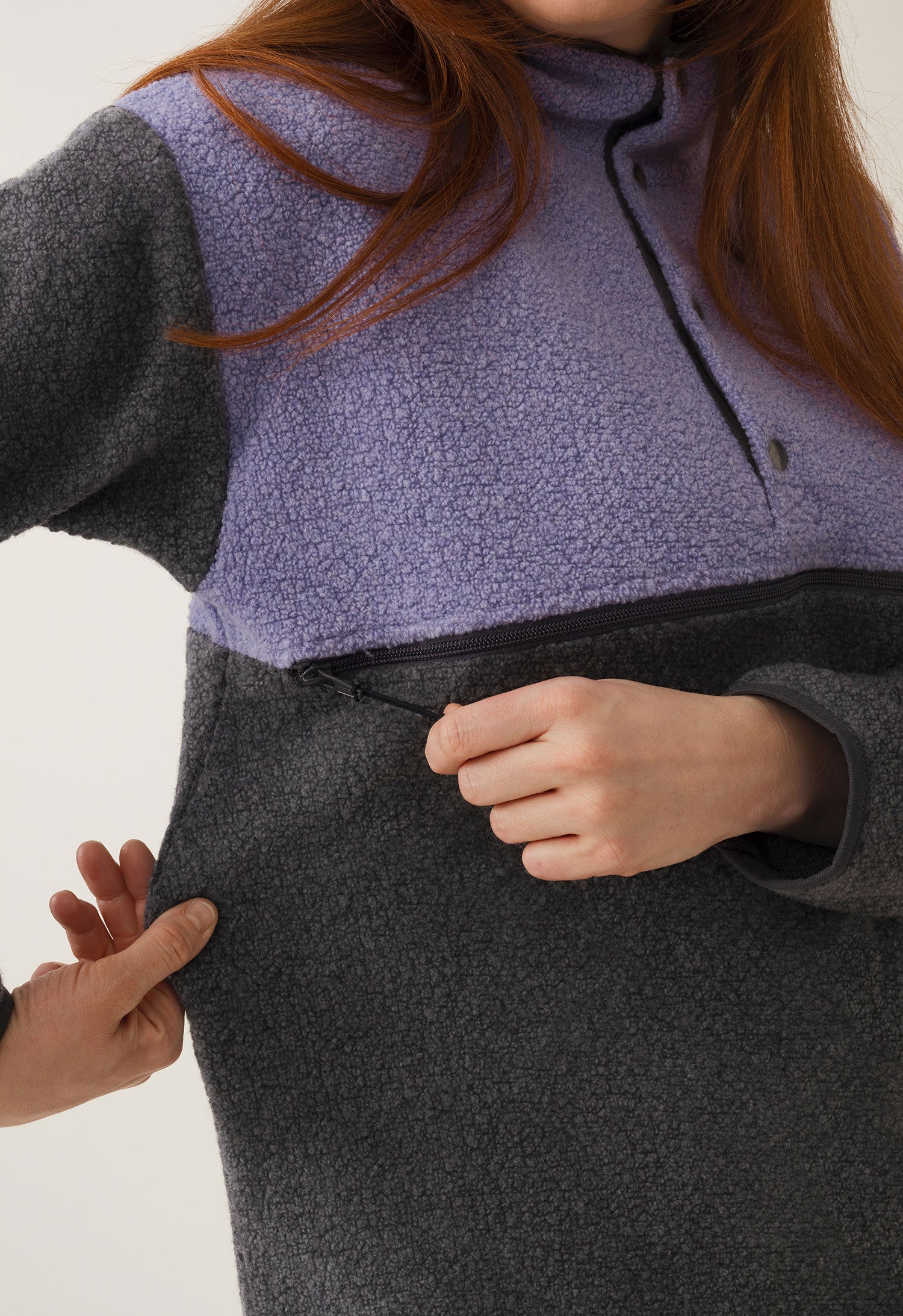 Wool pile maternity pullover 90s - Lilac