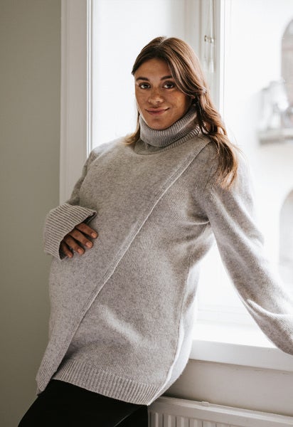 Knitted nursing tunic - Light Grey Melange