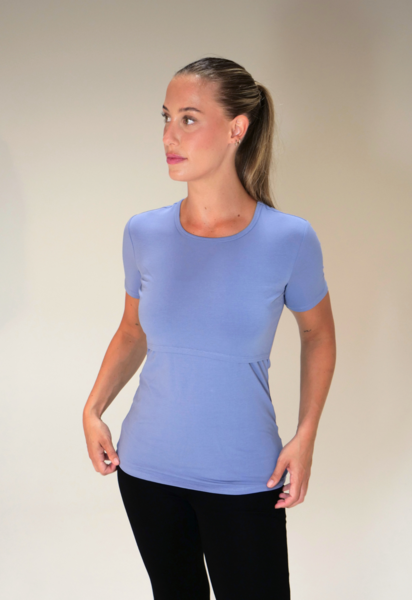 Essential nursing top short sleeve - Pale Blue