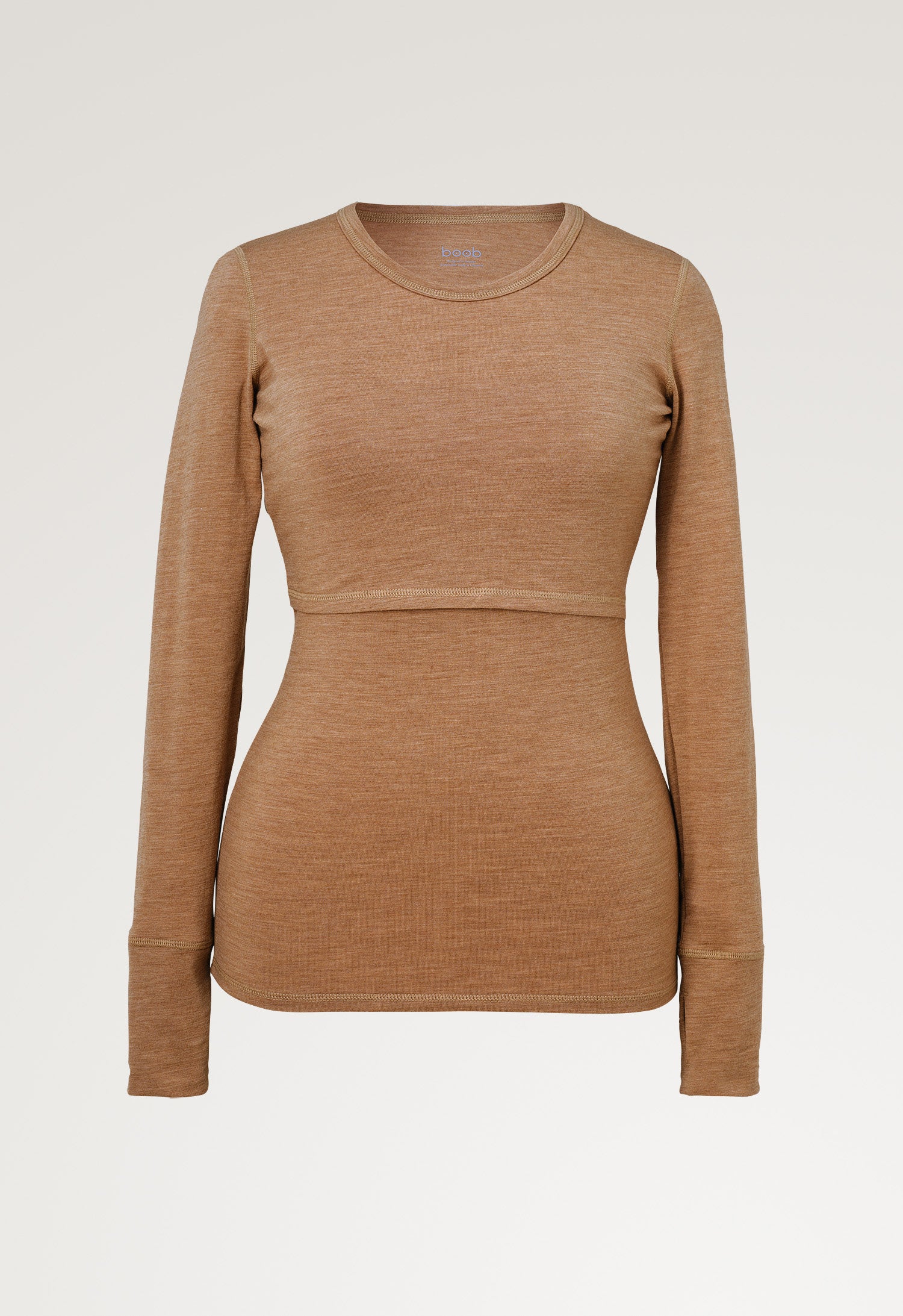 Merino Wool Nursing Top Long Sleeve - Brown Melange