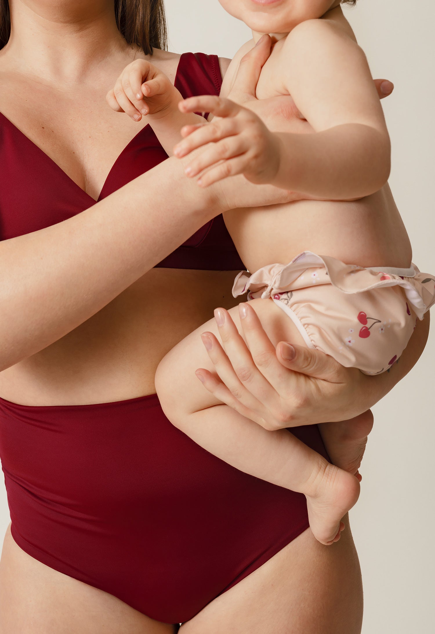 Swim Diaper with side buttons - Cherry frill