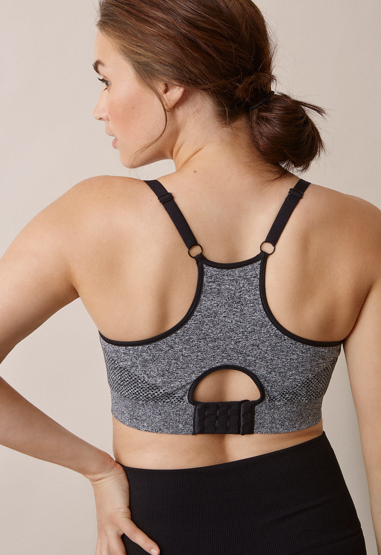Seamless nursing sports bra - Dark Grey Melange