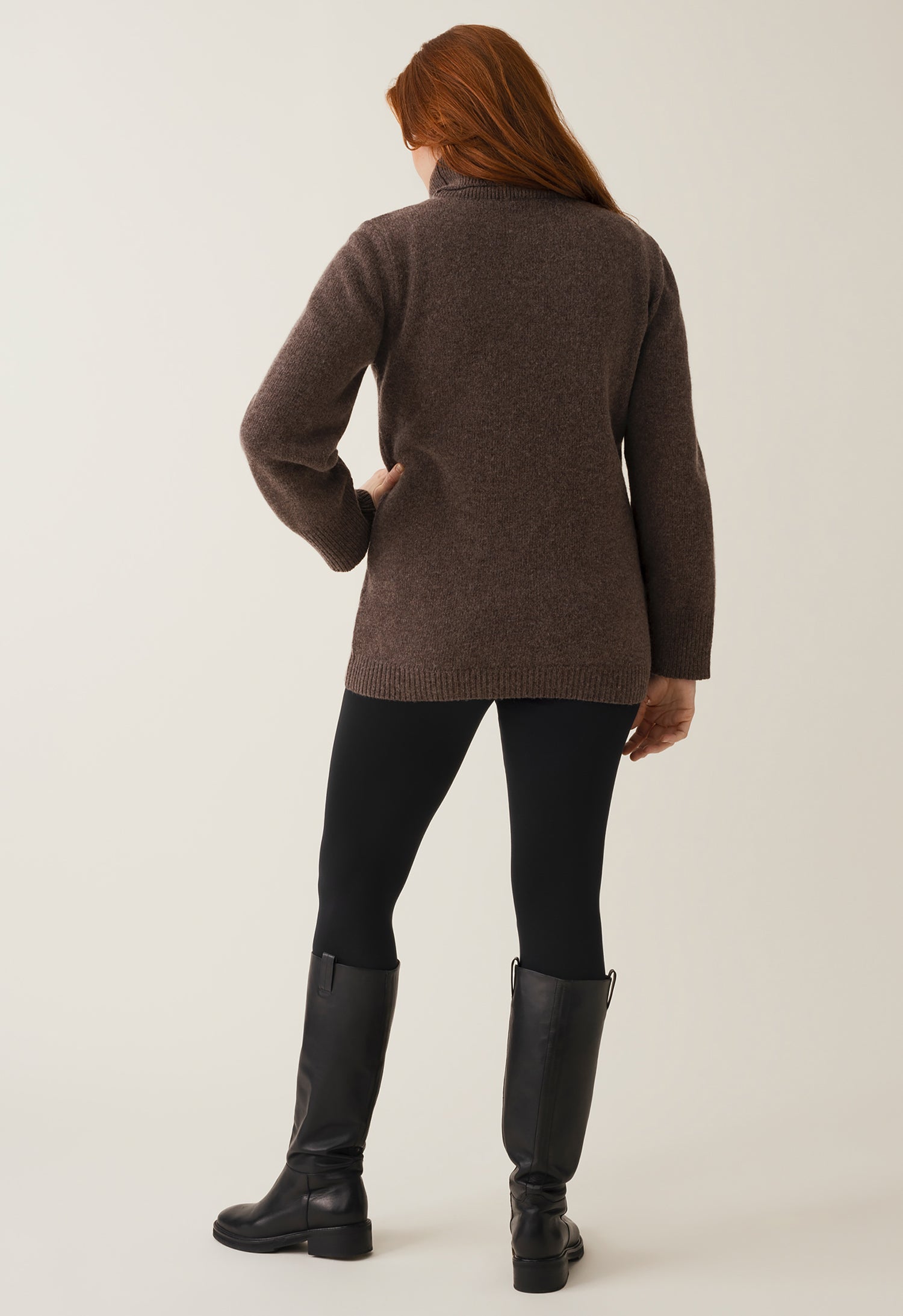 Knitted nursing tunic - Brown Grey Melange