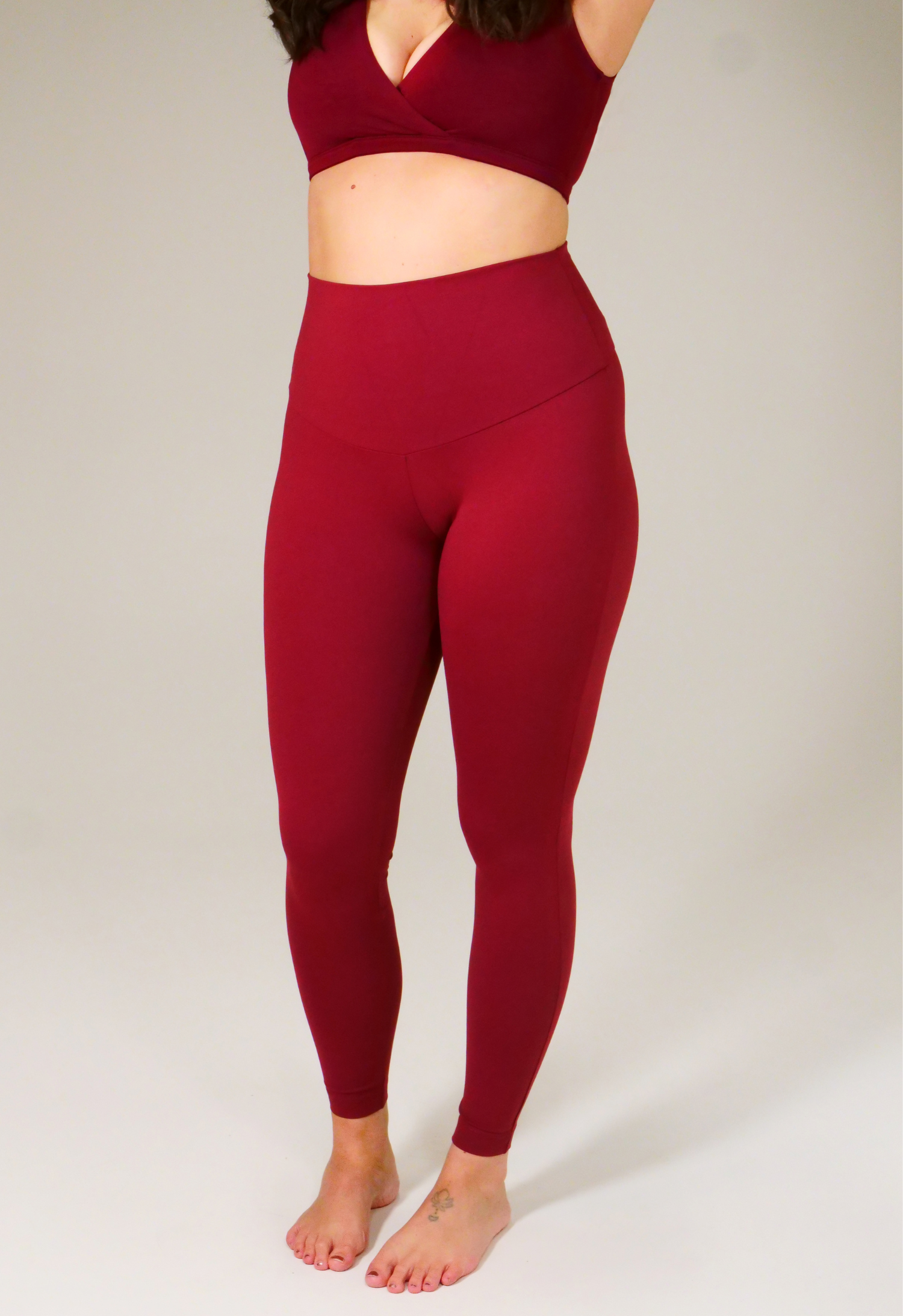 Maternity yoga leggings - Dark red