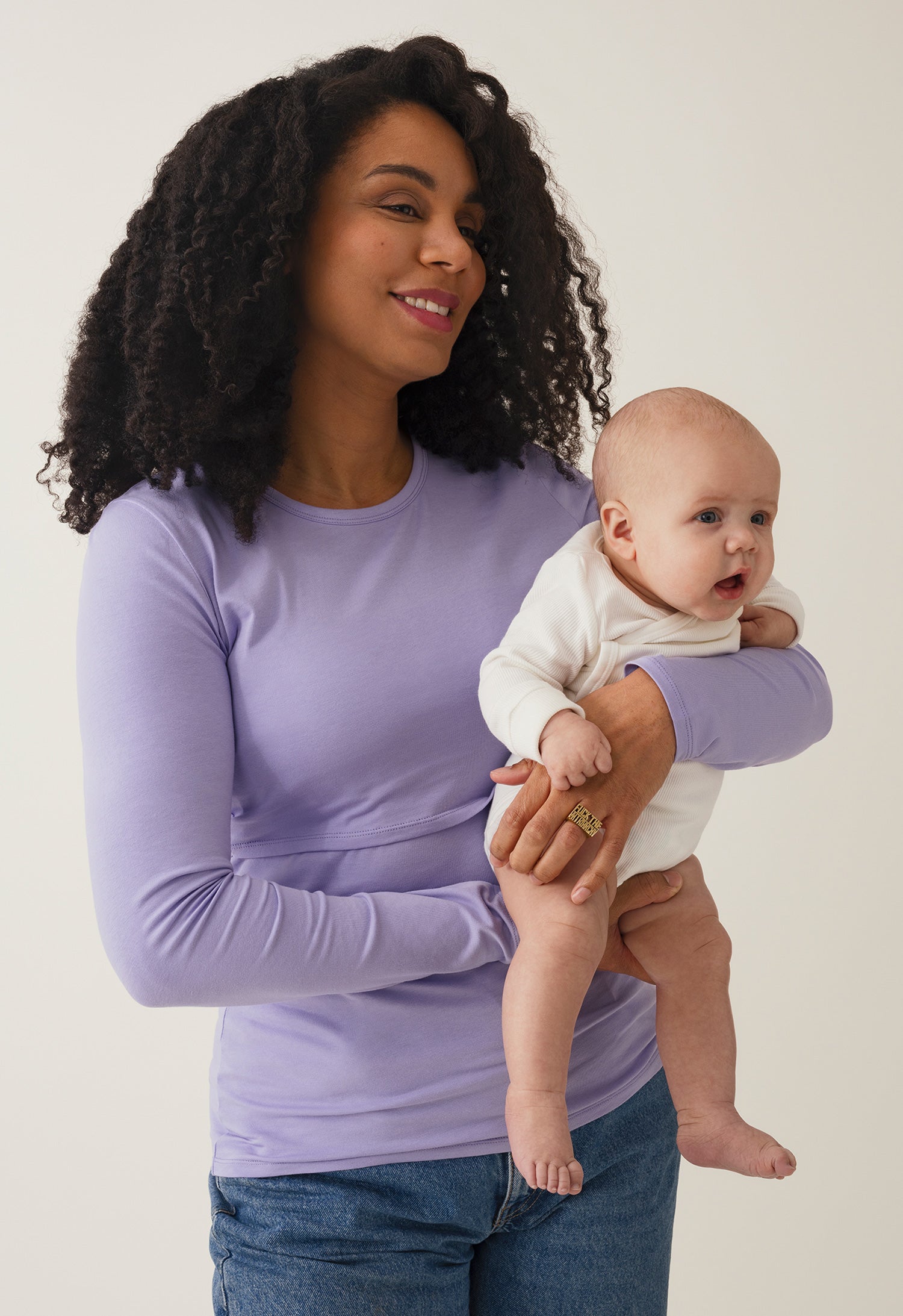 Long sleeve nursing top - Lilac