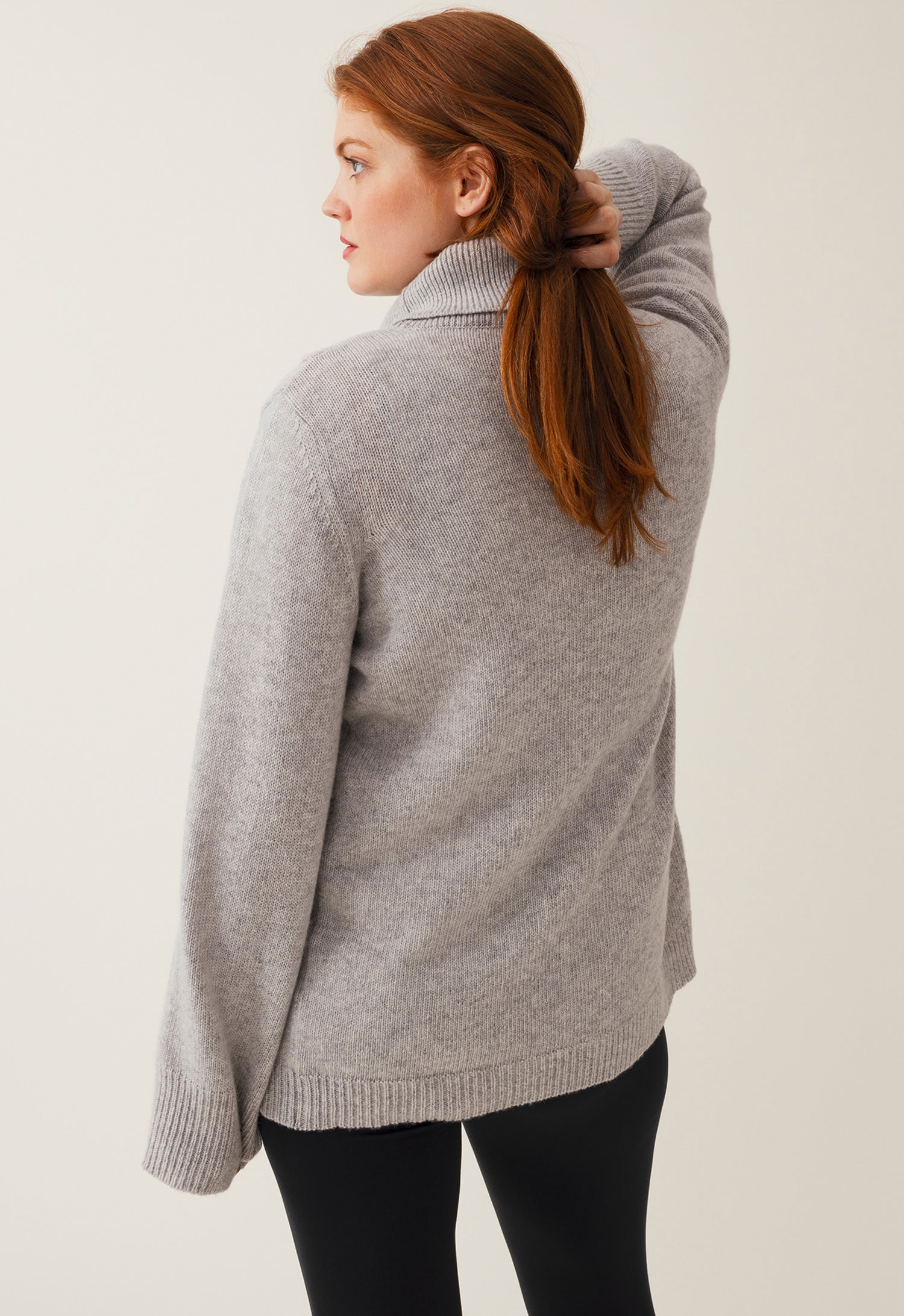 Knitted nursing tunic - Light Grey Melange