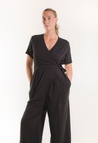 Maternity jumpsuit with nursing access - Black