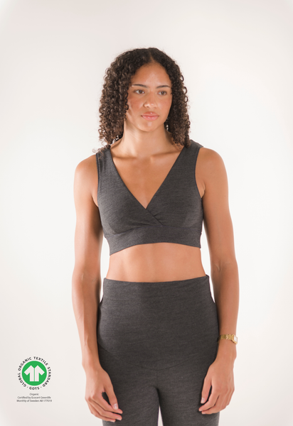 Merino wool nursing bra - Dark Grey Melange