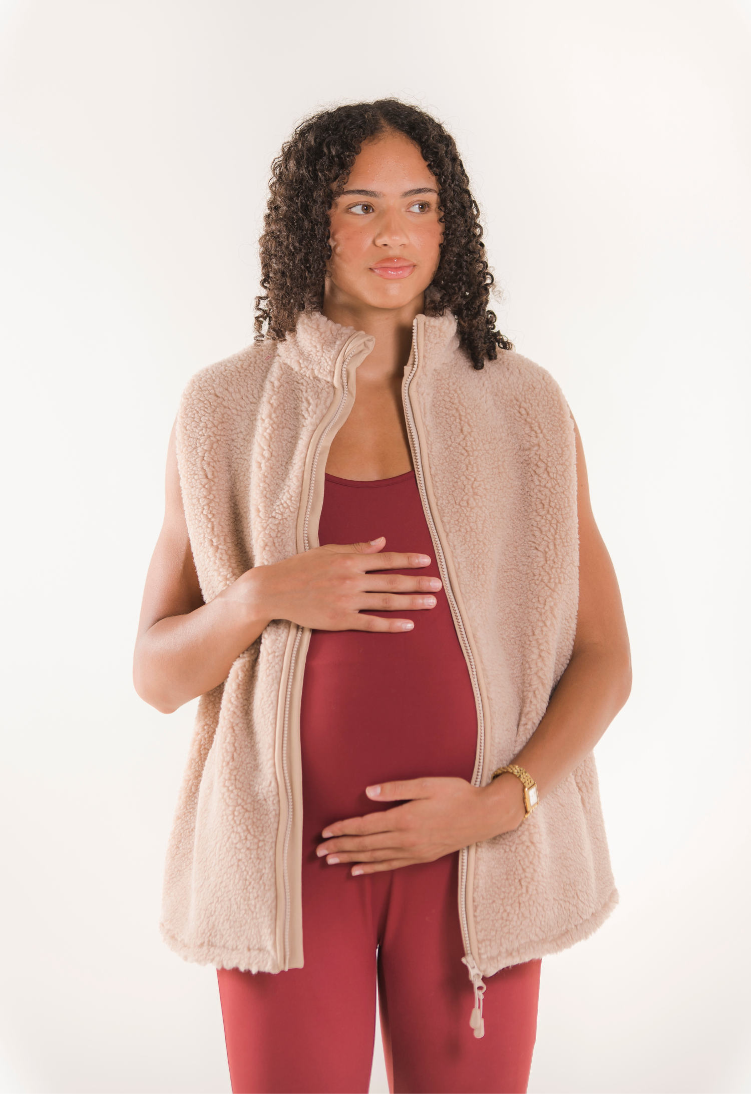 Pile fleece vest - Beige