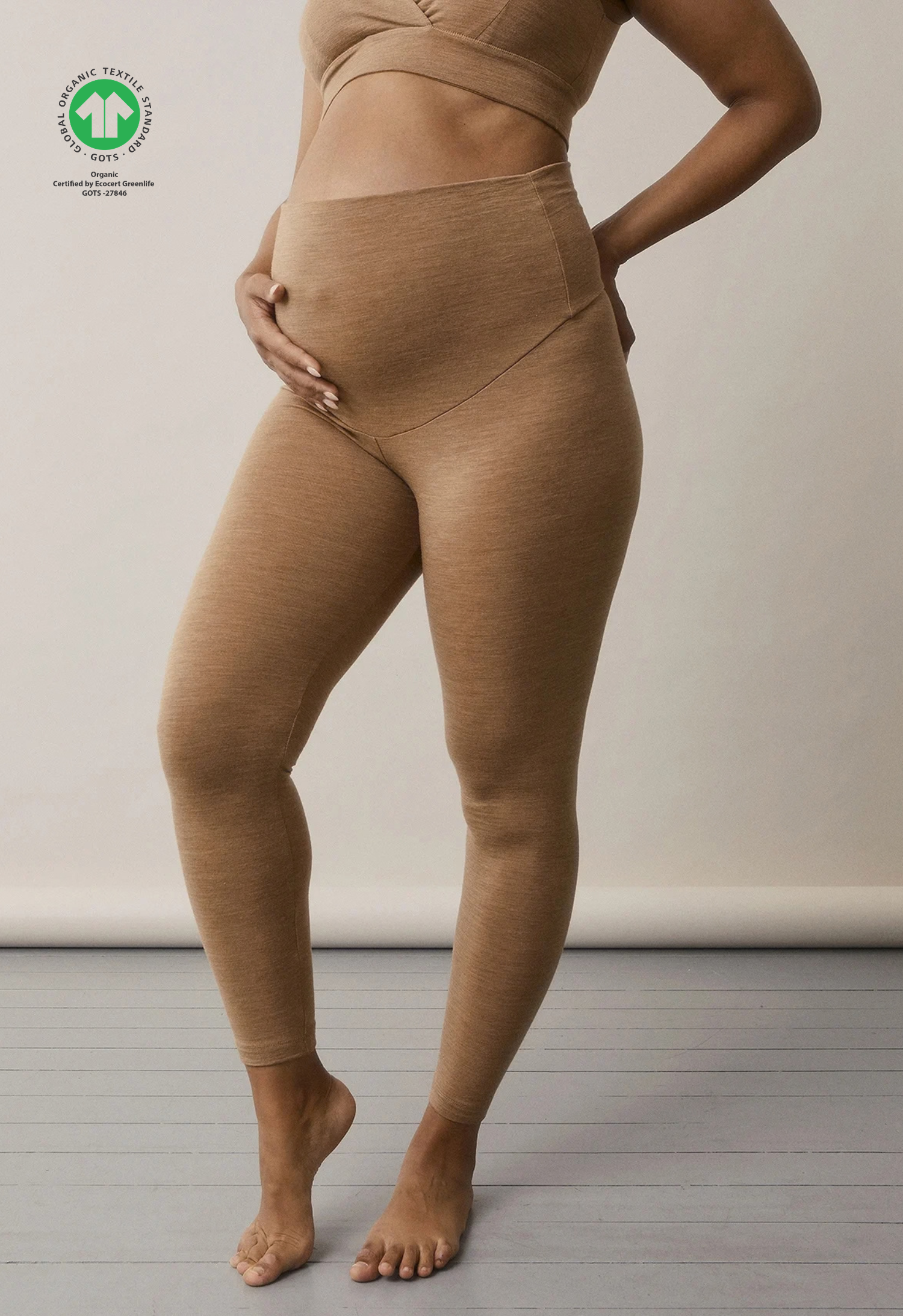 Maternity wool leggings - Brown Melange