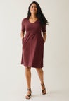 A shaped nursing dress short sleeve - Dark Red