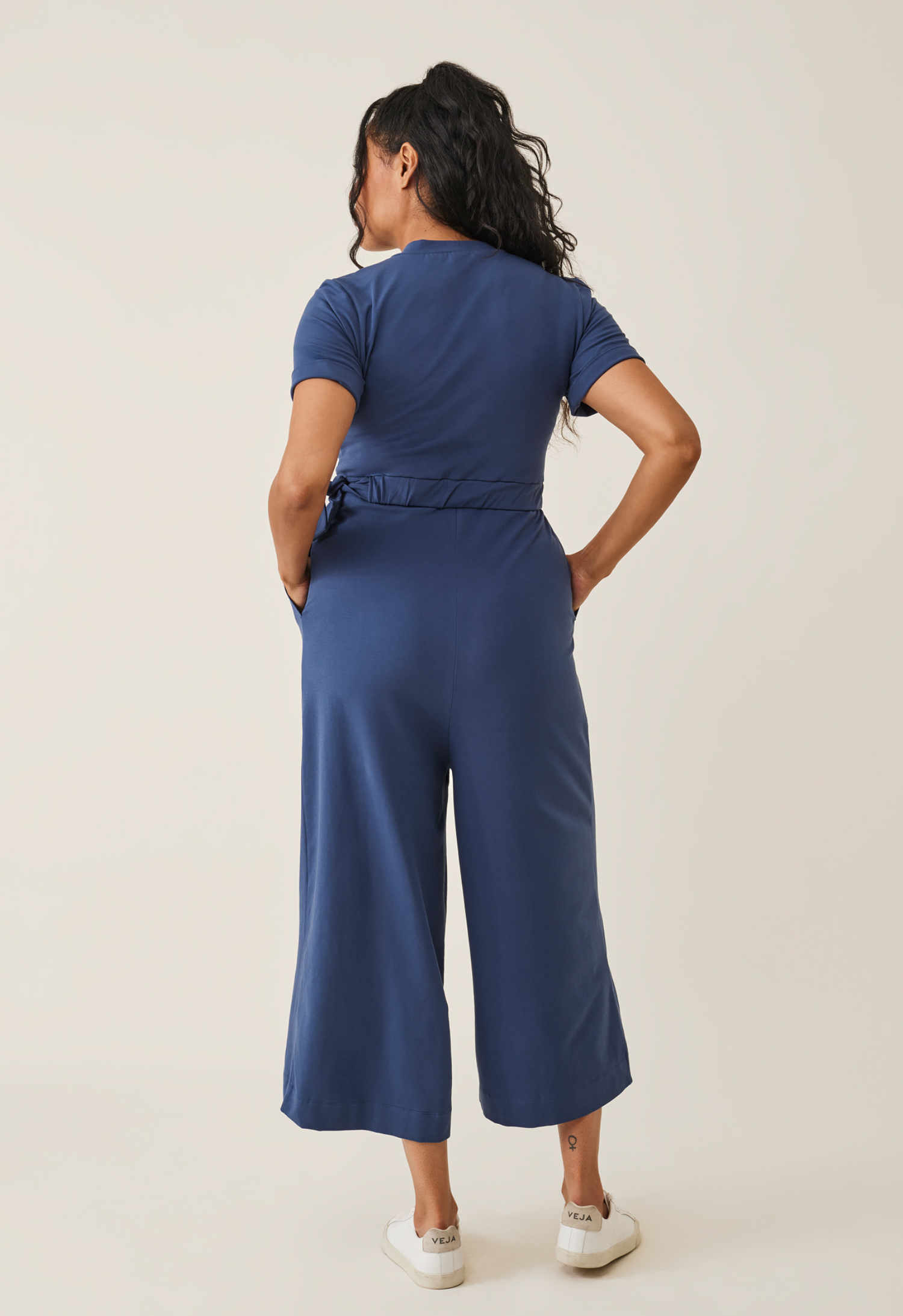 Maternity jumpsuit with nursing access - Blue