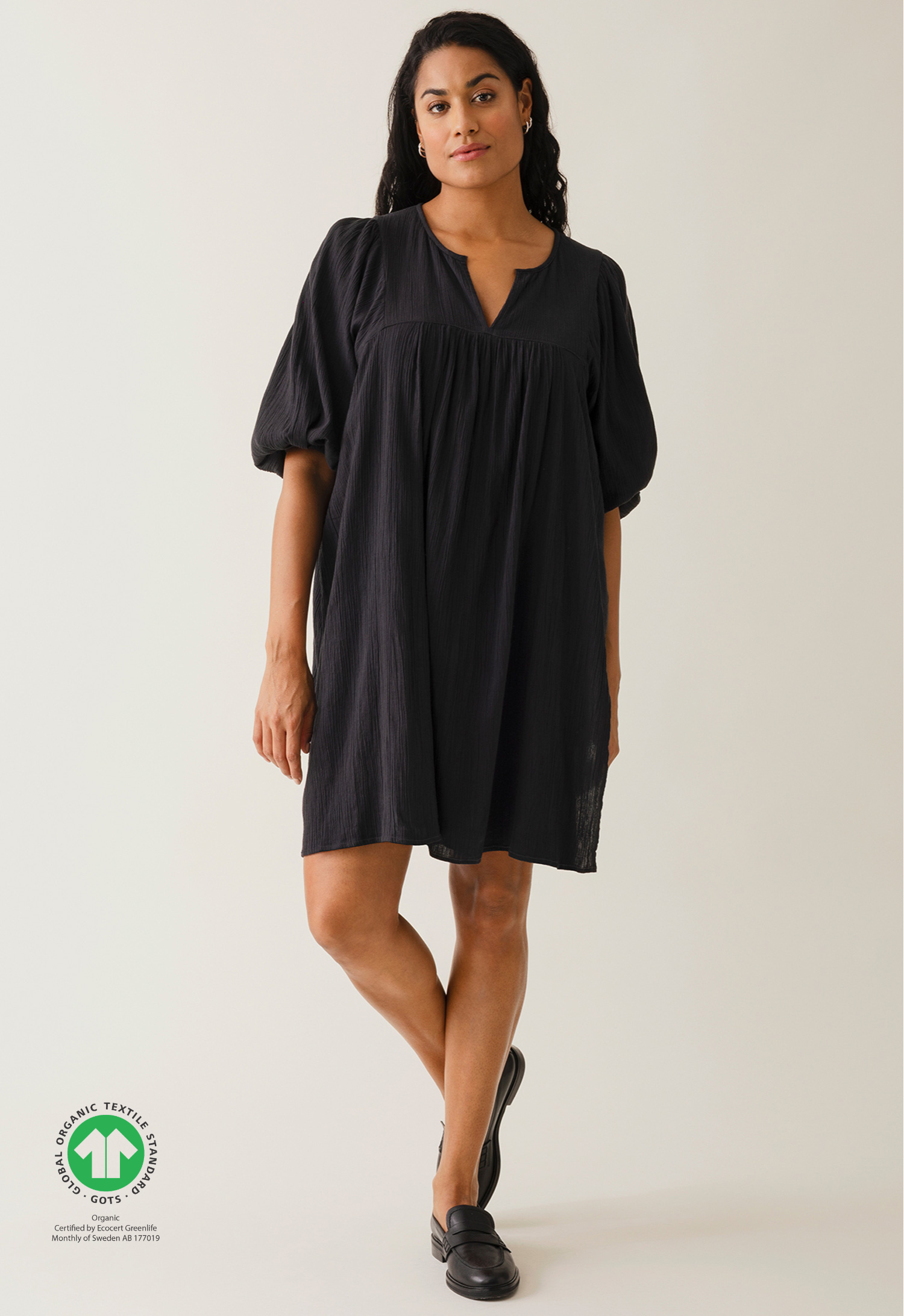 Boho maternity mini dress - Black