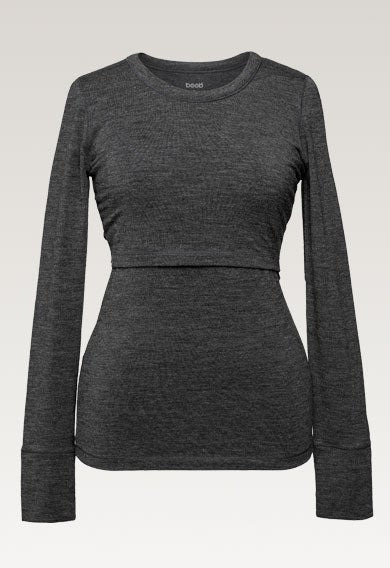Merino wool nursing top - Dark Grey Melange