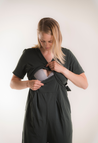 Maternity jumpsuit with nursing access - Deep Green