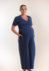 Maternity jumpsuit with nursing access - Blue
