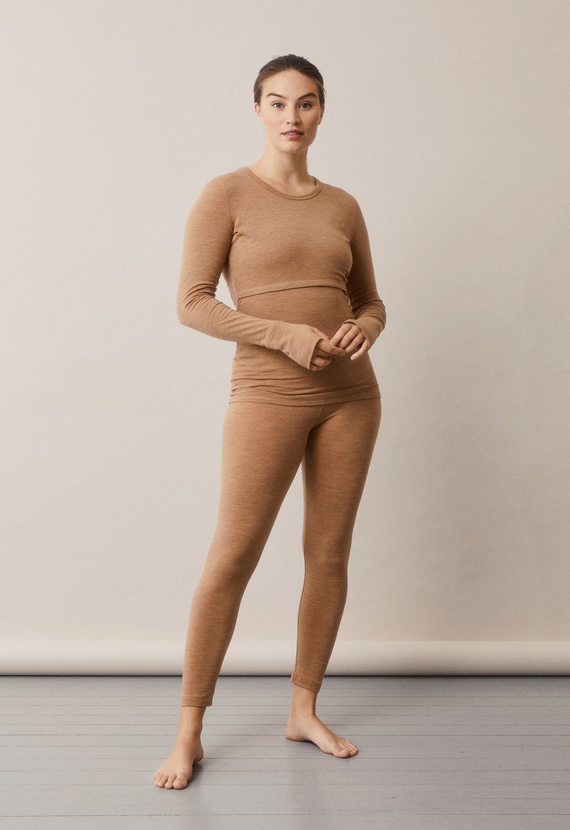 Maternity wool leggings - Brown Melange