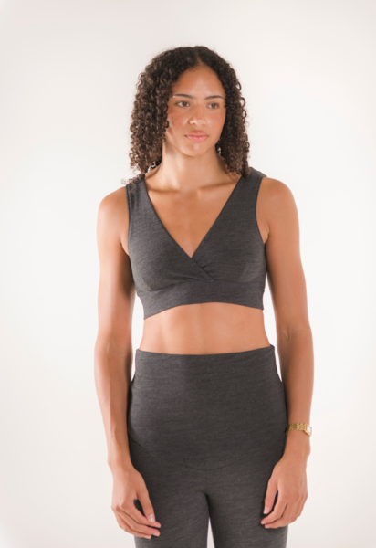 Merino wool nursing bra - Dark Grey Melange - M