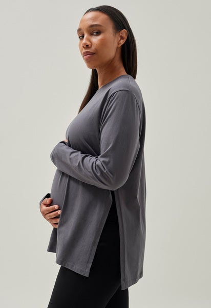 Maternity t-shirt long sleeve - Washed grey 