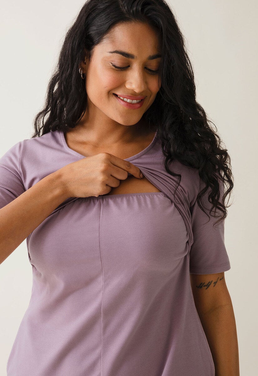 A shaped nursing dress short sleeve - Lavender