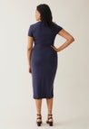 Maternity party dress with nursing access - Navy
